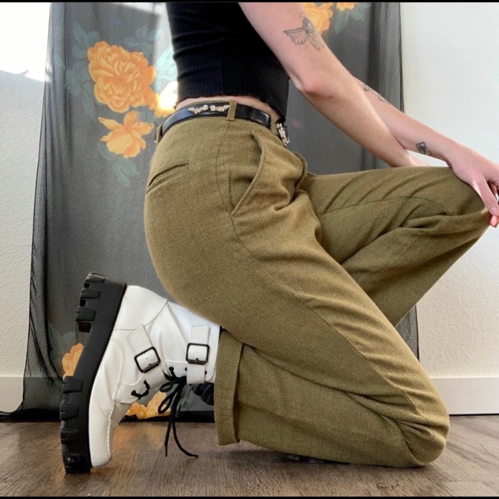 SALE Vintage 1960s Magee’s Olive Tweed Slacks - Picture 4 of 11